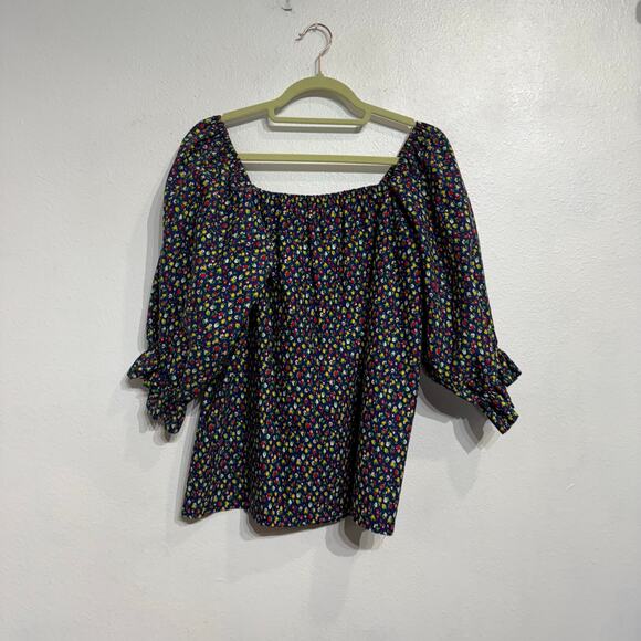 Mr. Hank Blue Yellow Floral Patchwork 70's Vintage 2-Piece Skirt Set Sz 12 - Picture 2 of 13